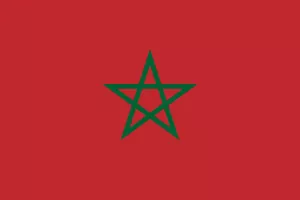 Drapeau du Maroc, étoile verte sur fond rouge.